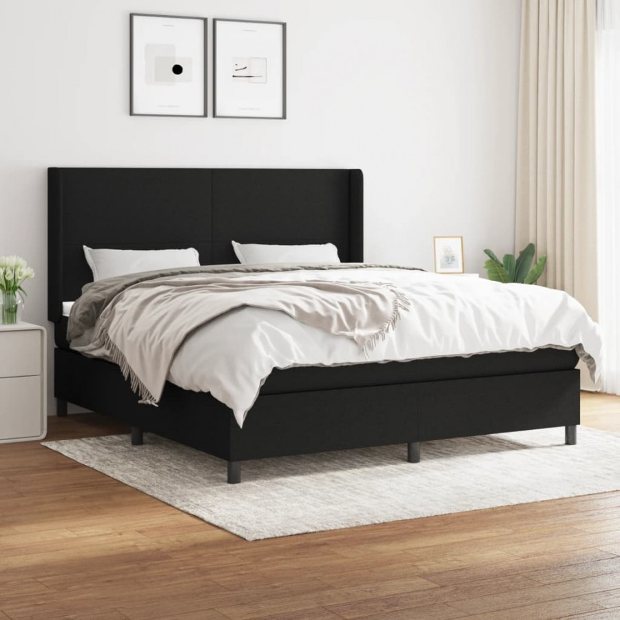 Cadre de lit avec matelas Noir 180x200 cm Tissu