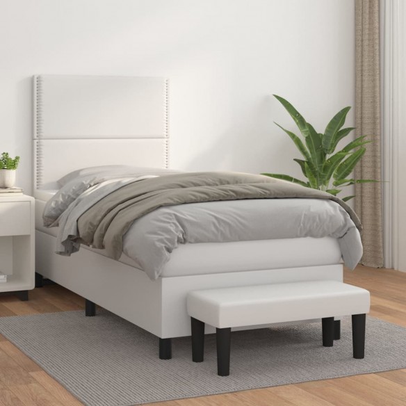 Cadre de lit avec matelas Blanc 90x190 cm Similicuir