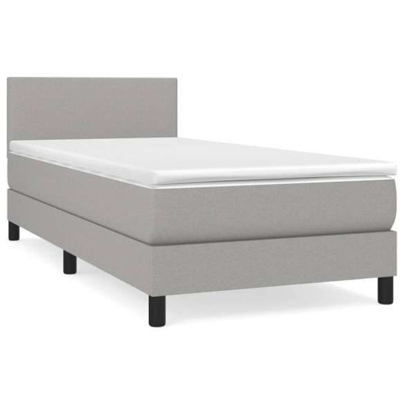 Cadre de lit et matelas Gris clair 90x190 cm Tissu