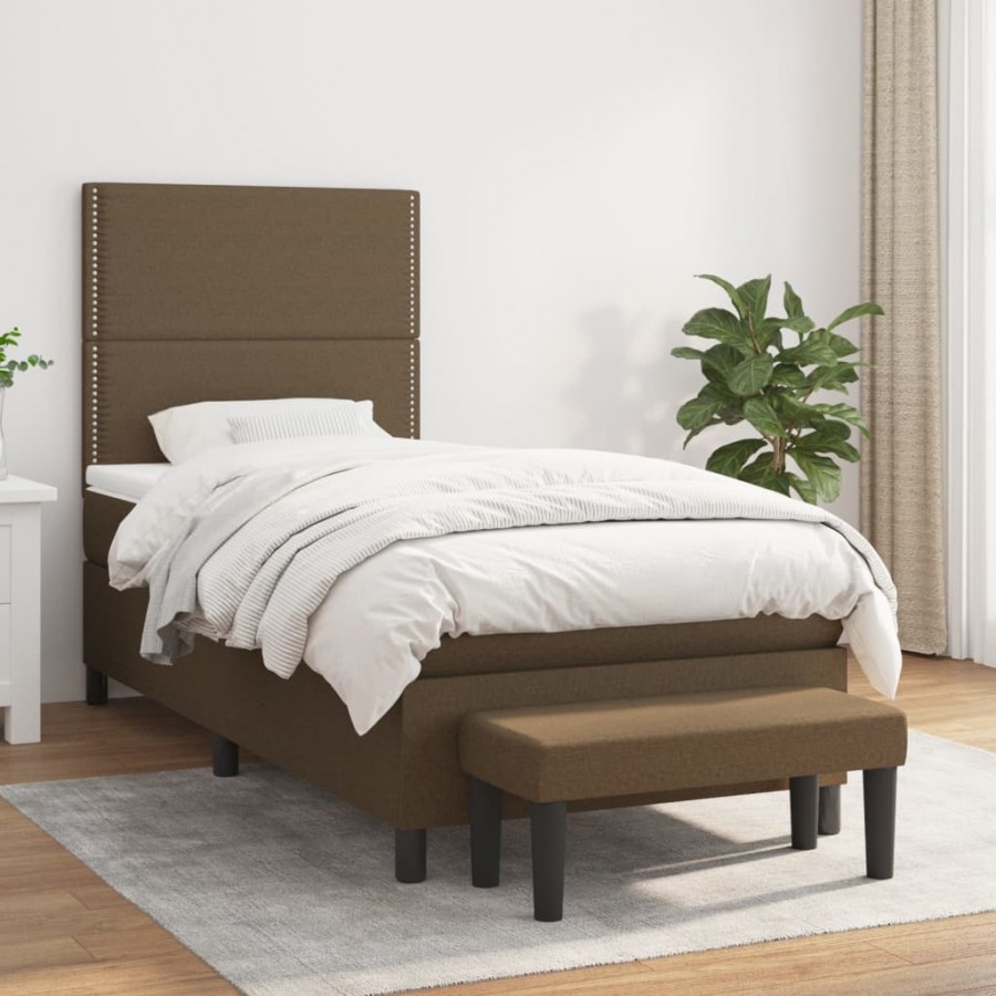 Cadre de lit avec matelas Marron foncé 90x190 cm