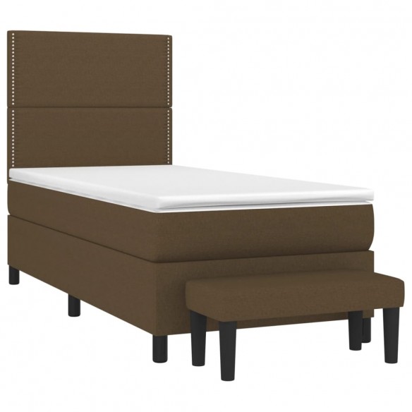 Cadre de lit avec matelas Marron foncé 90x190 cm