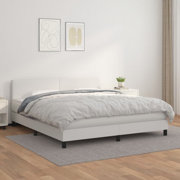 Cadre de lit avec matelas Blanc 160x200cm Similicuir