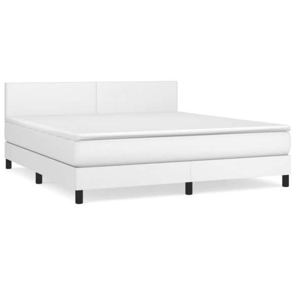 Cadre de lit avec matelas Blanc 160x200cm Similicuir