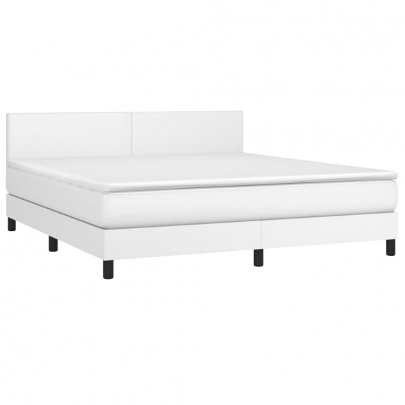 Cadre de lit avec matelas Blanc 160x200cm Similicuir