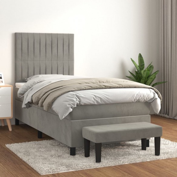 Cadre de lit et matelas Gris clair 80x200 cm Velours