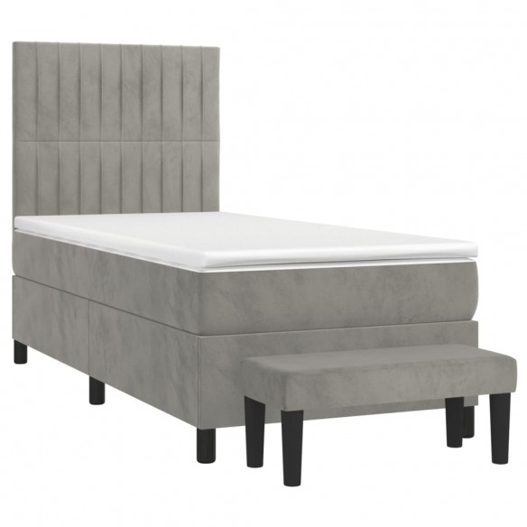 Cadre de lit et matelas Gris clair 80x200 cm Velours