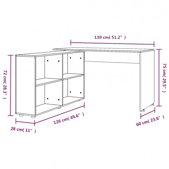 Bureau d'angle Sonoma gris Bois d'ingénierie