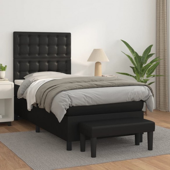 Cadre de lit avec matelas Noir 100x200 cm Similicuir