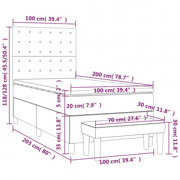 Cadre de lit avec matelas Noir 100x200 cm Similicuir