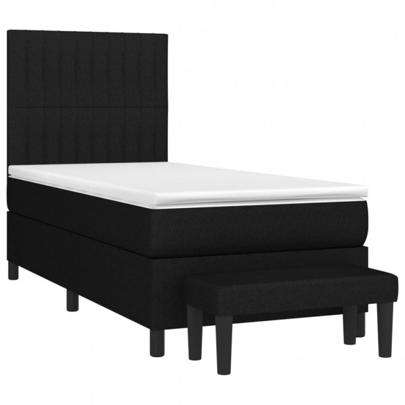 Cadre de lit avec matelas Noir 90x190 cm Tissu