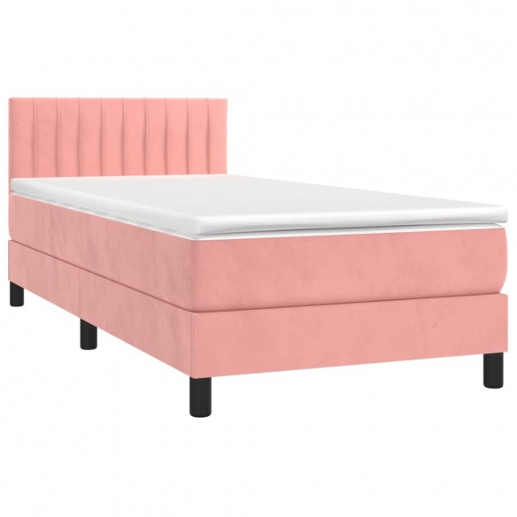 Cadre de lit avec matelas et LED Rose 90x190 cm