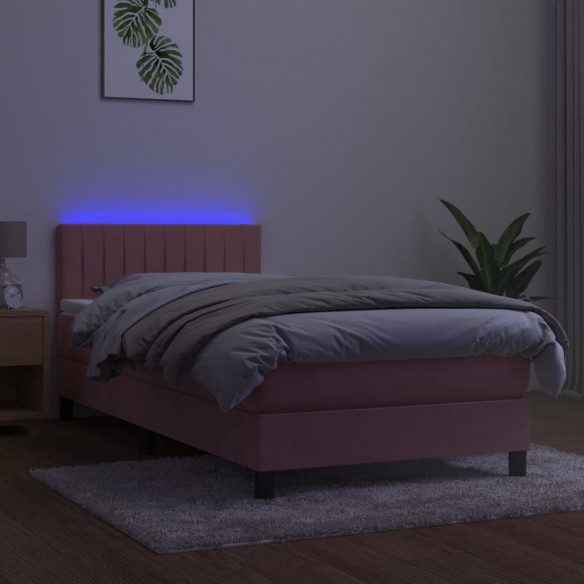 Cadre de lit avec matelas et LED Rose 90x190 cm