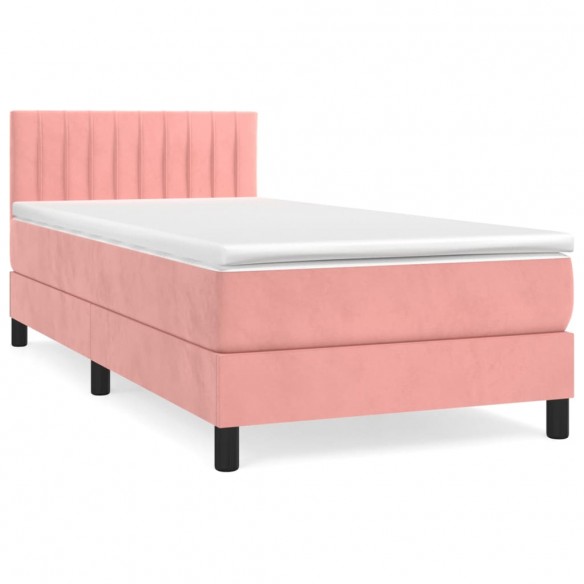 Cadre de lit avec matelas Rose 90x200 cm Velours