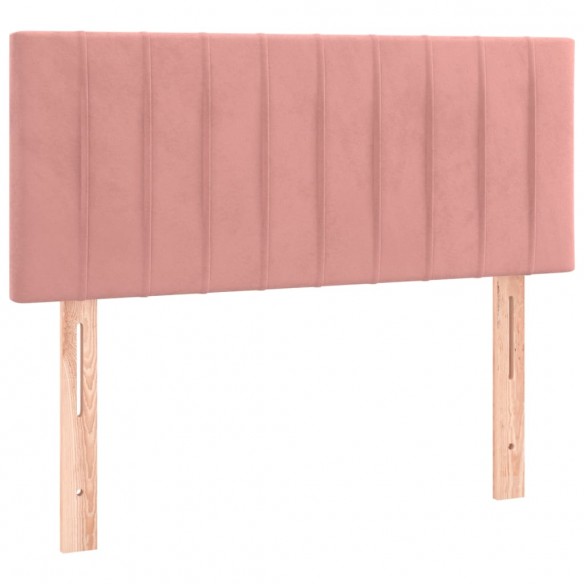 Cadre de lit avec matelas Rose 90x200 cm Velours