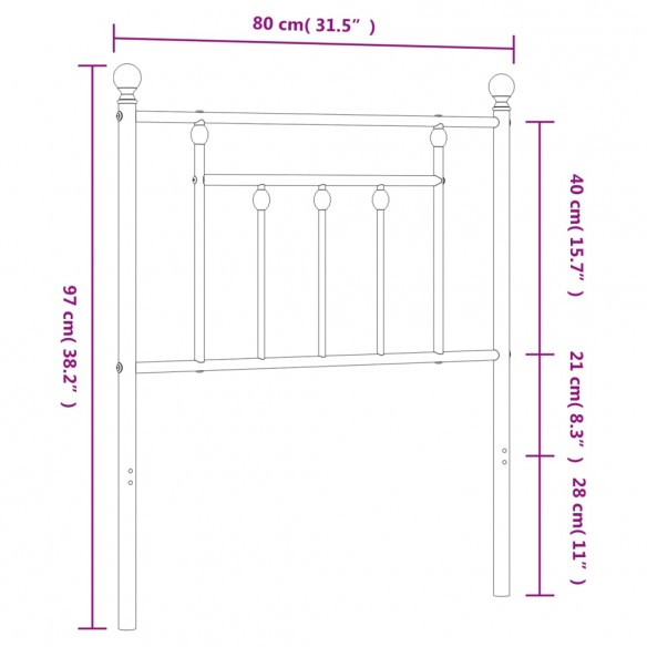 Tête de lit métal blanc 75 cm