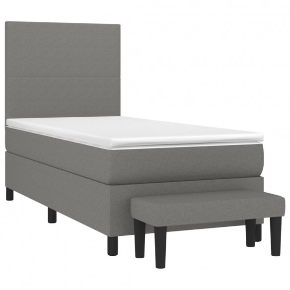 Cadre de lit avec matelas Gris foncé 80x200 cm Tissu