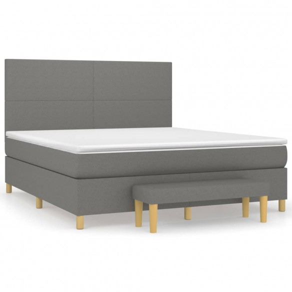 Cadre de lit avec matelas Gris foncé 160x200cm Tissu