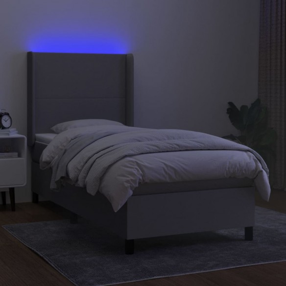 Cadre de lit matelas LED Gris clair 80x200 cm Tissu