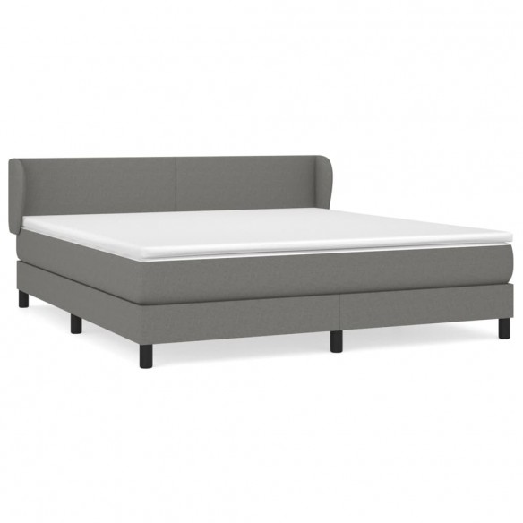 Cadre de lit avec matelas Gris foncé 160x200cm Tissu