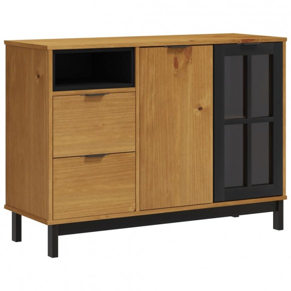 Buffet avec porte vitrée FLAM 110x40x80 cm bois massif de pin