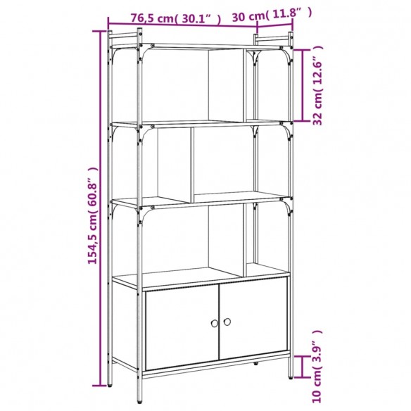 Bibliothèque avec portes chêne marron 76,5x30x154,5 cm