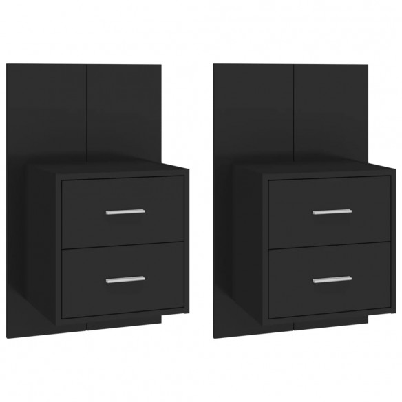 Tables de chevet murales 2 pcs Noir