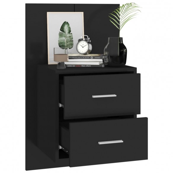 Tables de chevet murales 2 pcs Noir