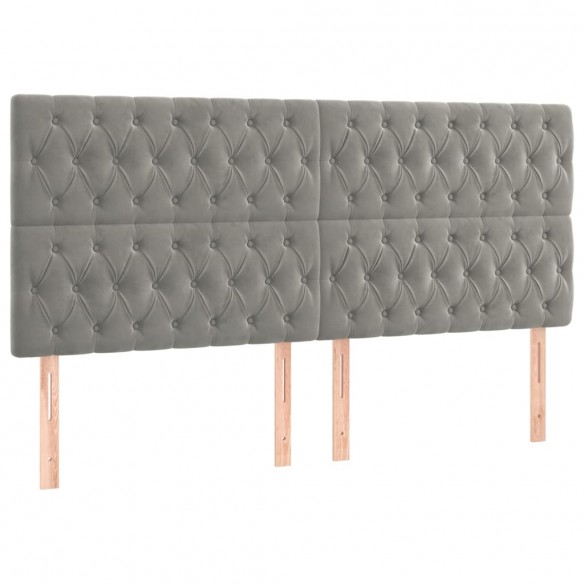 Tête de lit à LED Gris clair 200x7x118/128 cm Velours