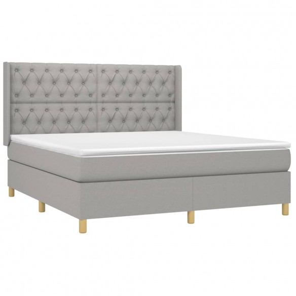 Cadre de lit matelas LED Gris clair 160x200 cm Tissu