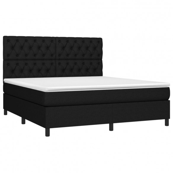 Cadre de lit et matelas et LED Noir 160x200 cm Tissu