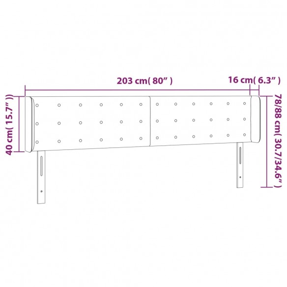 Tête de lit à LED Blanc 203x16x78/88 cm Similicuir