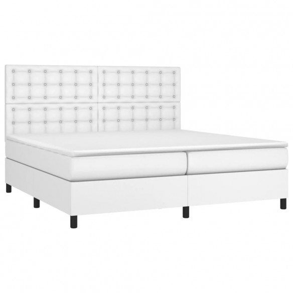 Cadre de lit avec matelas Blanc 200x200cm Similicuir