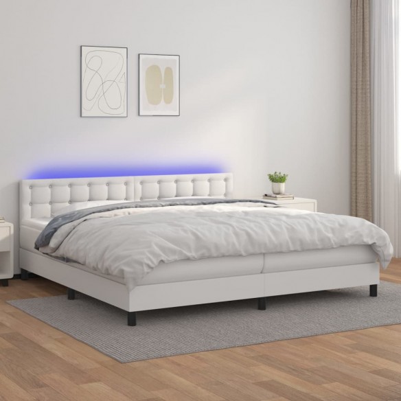 Cadre de lit avec matelas et LED Blanc 200x200 cm