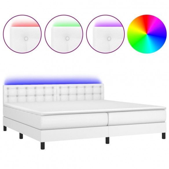 Cadre de lit avec matelas et LED Blanc 200x200 cm