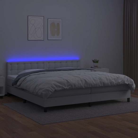 Cadre de lit avec matelas et LED Blanc 200x200 cm