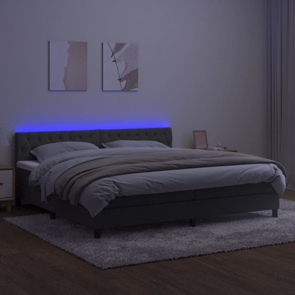 Cadre de lit avec matelas LED Gris foncé 200x200 cm