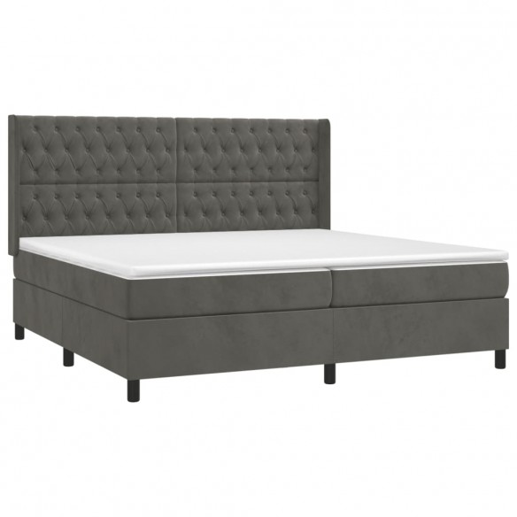 Cadre de lit matelas et LED Gris foncé 200x200 cm