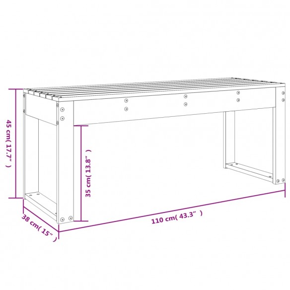 Banc de jardin blanc 110x38x45 cm bois massif de pin