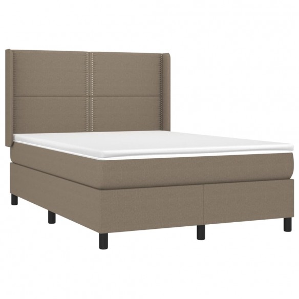 Cadre de lit avec matelas Taupe 140x190 cm Tissu