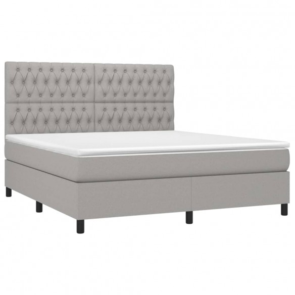 Cadre de lit et matelas et LED Gris clair 180x200 cm