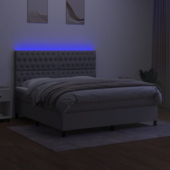 Cadre de lit et matelas et LED Gris clair 180x200 cm