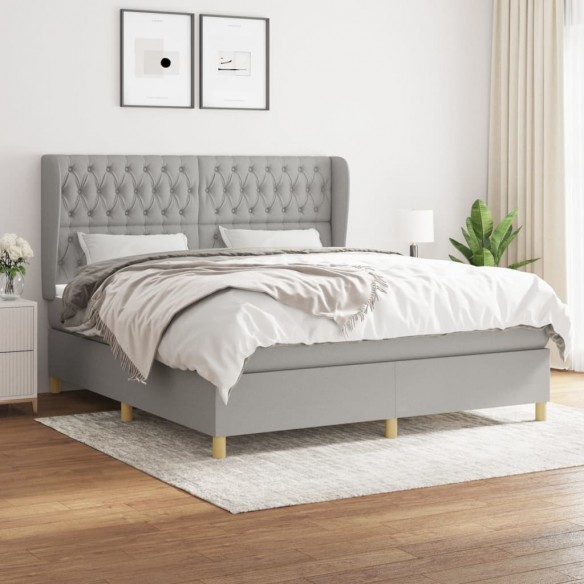 Cadre de lit avec matelas Gris clair 180x200cm Tissu