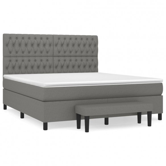 Cadre de lit avec matelas Gris foncé 180x200cm Tissu