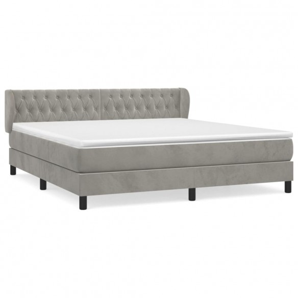 Cadre de lit et matelas Gris clair 180x200cm Velours