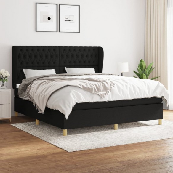 Cadre de lit avec matelas Noir 180x200 cm Tissu