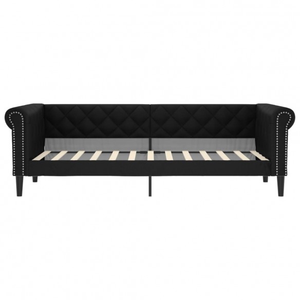 Lit de jour avec matelas noir 90x200 cm similicuir