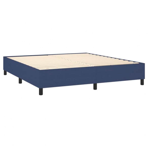 Cadre de lit et matelas et LED Bleu 160x200 cm Tissu