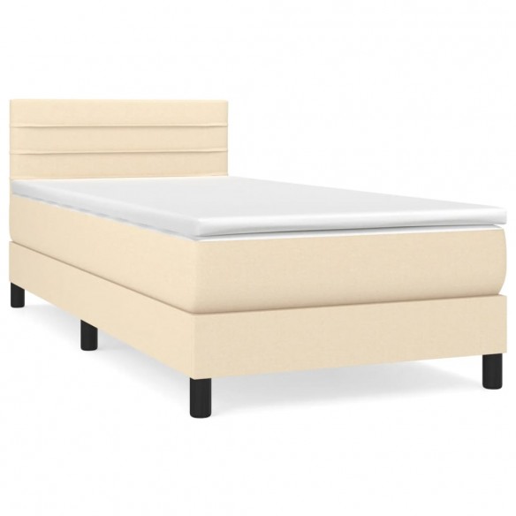 Cadre de lit avec matelas Crème 80x200 cm Tissu