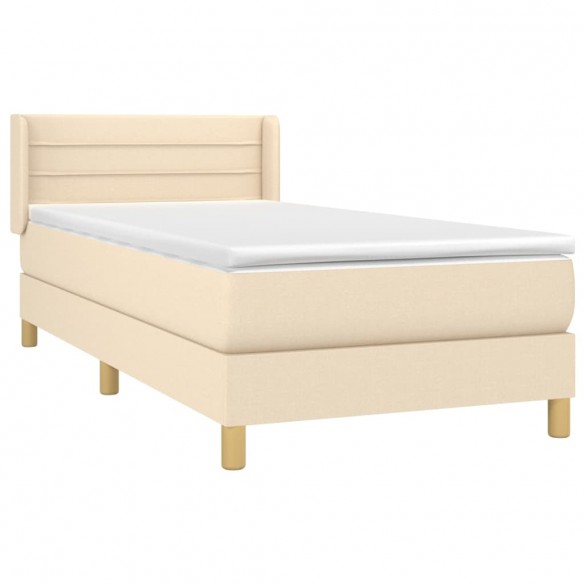 Cadre de lit avec matelas Crème 80x200 cm Tissu