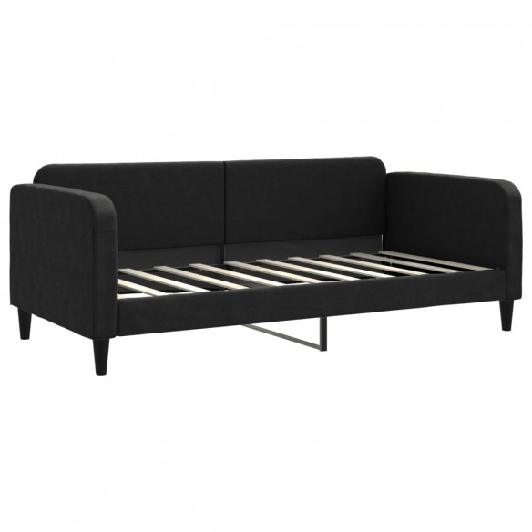 Lit de jour avec gigogne et matelas noir 90x190 cm tissu